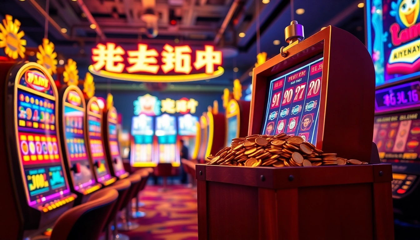 Experience thrilling เว็บสล็อต action with vivid slot machines in a lively casino.